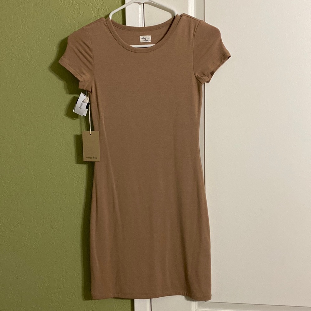 NWT! Wilfred Free Gold Camel cotton Dress Size XS